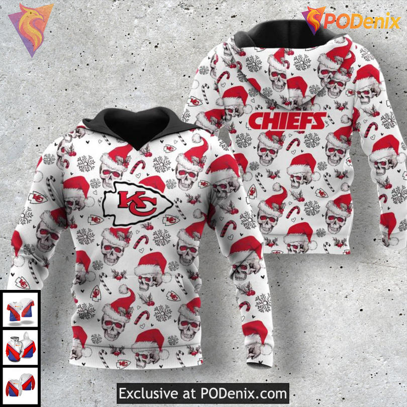 Kansas City Chiefs Zip Up Hoodie Christmas Santa Skull Limited Edition Style Kansas City Chiefs Zip Up Hoodie Christmas Santa Skull Limited Edition Style