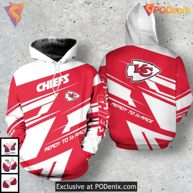 Kc Chiefs Youth Hoodie NFL Racing Edition Ready To Win Limited 3D Design