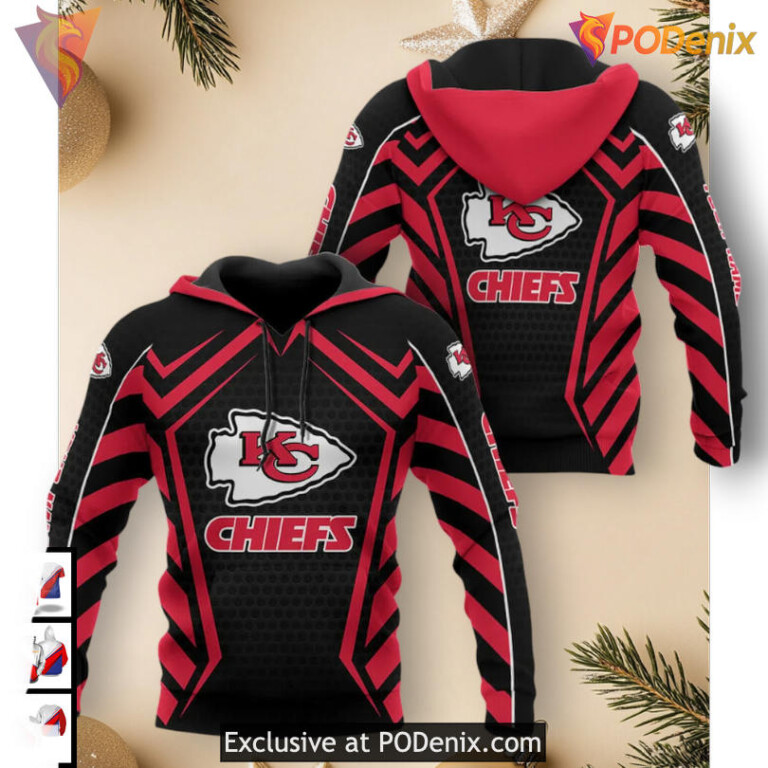 Kc Chiefs Zip Up Hoodie Hexagonal Warrior Print, Personalized Fan 3D Gear