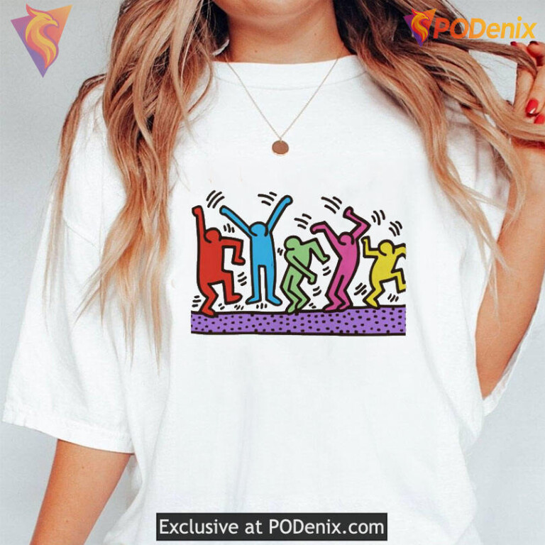 Keith Haring Sweatshirt, Dancing Figures Pop Art Inspired Design - 3