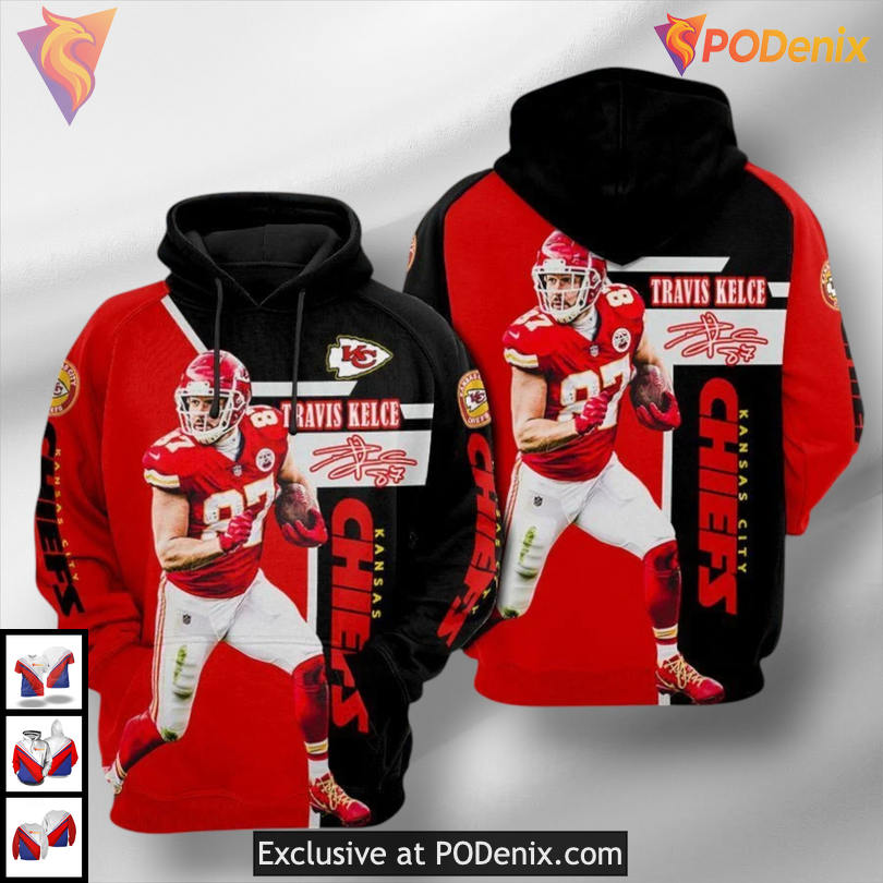 Kelce Signature Series Kc Chiefs Youth Hoodie Custom Player 3D Fan Apparel Kelce Signature Series Kc Chiefs Youth Hoodie Custom Player 3D Fan Apparel