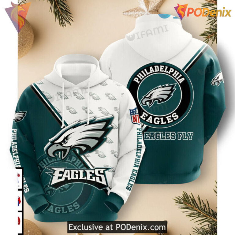 Kelly Green White Logo Theme Philadelphia Eagles Christmas Hoodie Custom Zip Gear