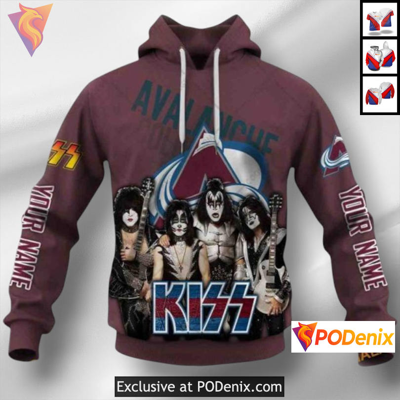 Kiss Band Inspired Artwork Colorado Avalanche Hockey Hoodie Custom 3D