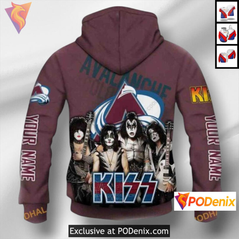 Kiss Band Inspired Artwork Colorado Avalanche Hockey Hoodie Custom 3D - 2