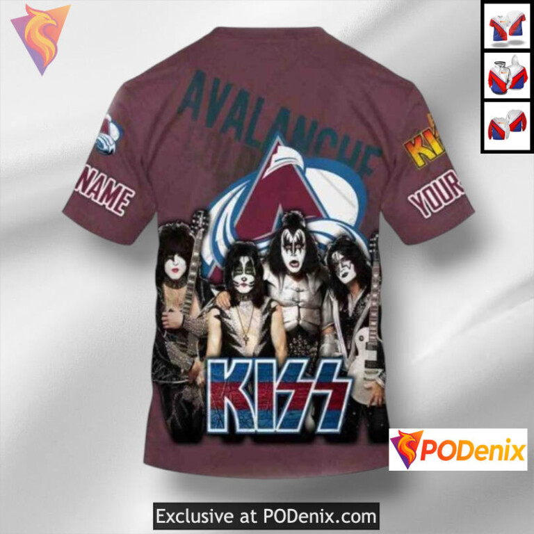 Kiss Band Inspired Artwork Colorado Avalanche Hockey Hoodie Custom 3D - 3