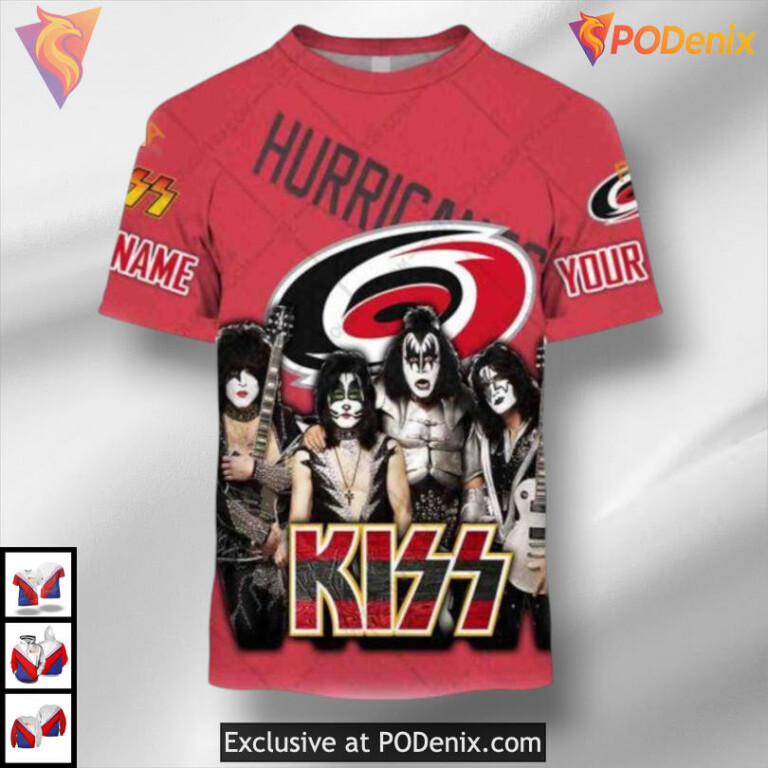 Kiss Band Inspired Graphic Carolina Hurricanes Christmas Hoodie 3D Sweatshirt - 1