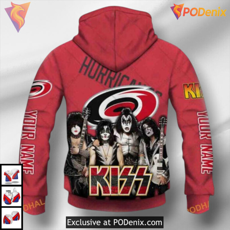 Kiss Band Inspired Graphic Carolina Hurricanes Christmas Hoodie 3D Sweatshirt - 2