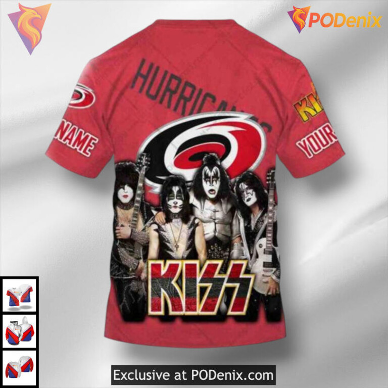 Kiss Band Inspired Graphic Carolina Hurricanes Christmas Hoodie 3D Sweatshirt - 3