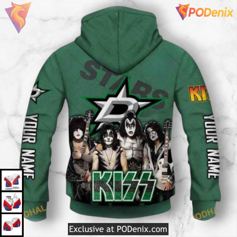 Kiss Band Inspired Retro Crossover Custom Name Dallas Stars Hoodie 3D Shirt - 2