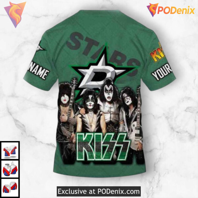 Kiss Band Inspired Retro Crossover Custom Name Dallas Stars Hoodie 3D Shirt - 3