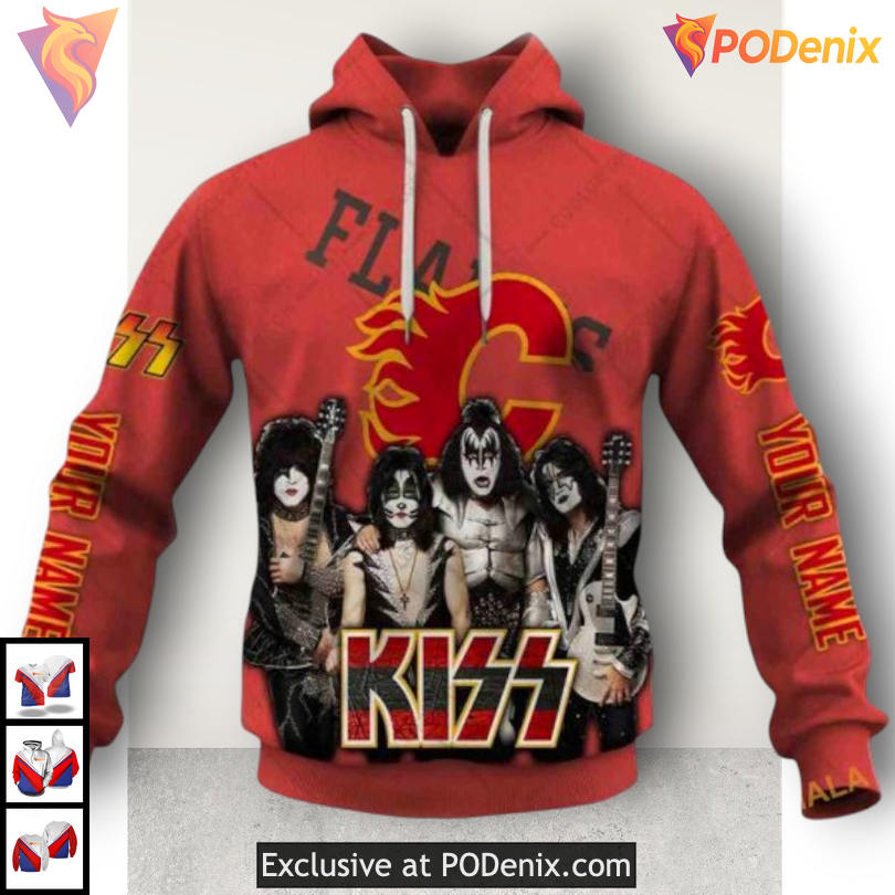 Kiss Band Rock Style Calgary Flames Christmas Hoodie 3D Sweatshirt