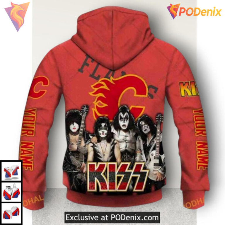 Kiss Band Rock Style Calgary Flames Christmas Hoodie 3D Sweatshirt - 2