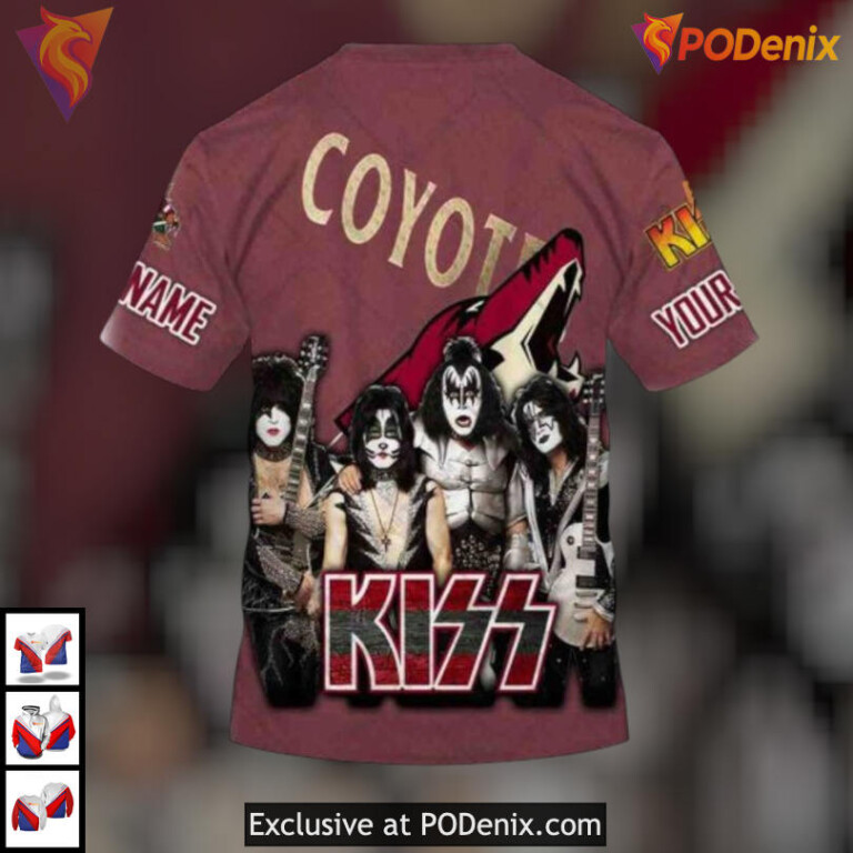 Kiss Band Rock Tribute Style Arizona Coyotes Christmas Hoodie Music Merch - 3