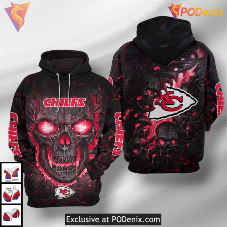 Lava Skull Graphic 3D Womens Kc Chiefs Zip Up Hoodie Custom Fanwear Collection