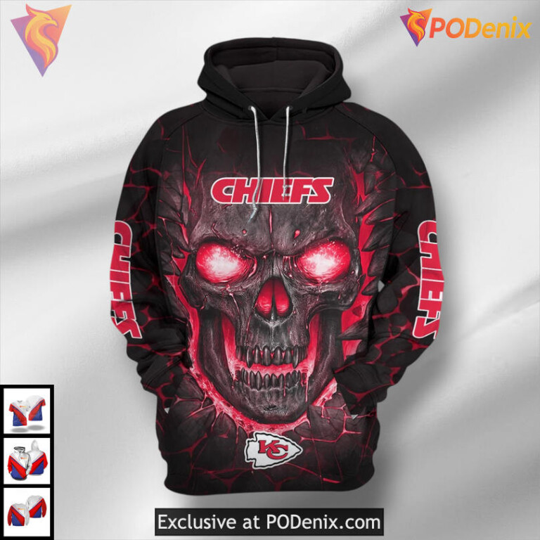 Lava Skull Graphic 3D Womens Kc Chiefs Zip Up Hoodie Custom Fanwear Collection - 1