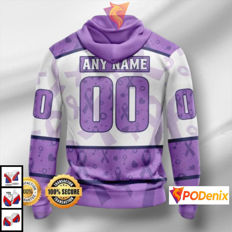 Lavender Awareness Concept Pittsburgh Penguins 3D Hoodie Custom Fight Cancer Apparel - 1