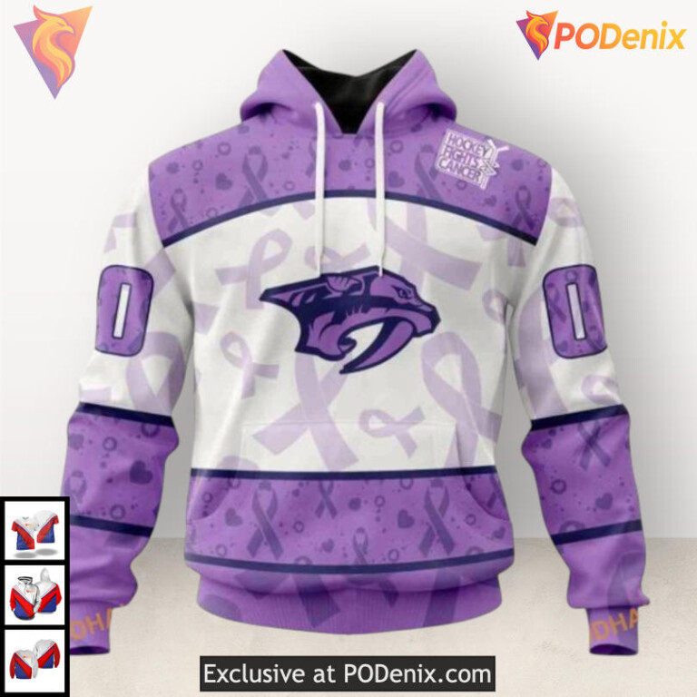 Lavender Awareness Tribute Nashville Predators Hoodie 3D Cancer Fight Edition