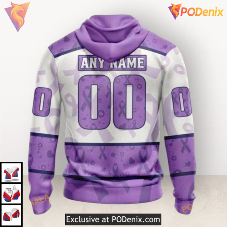 Lavender Awareness Tribute Nashville Predators Hoodie 3D Cancer Fight Edition - 1