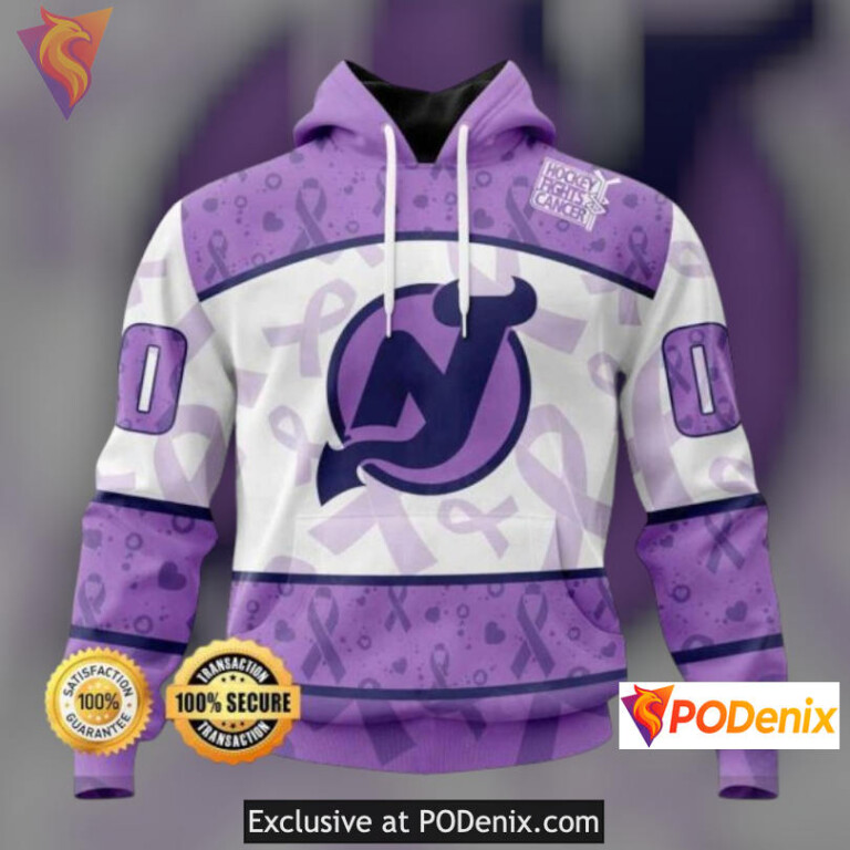 Lavender Awareness Tribute New Jersey Devils Kids Hoodie Custom 3D Apparel