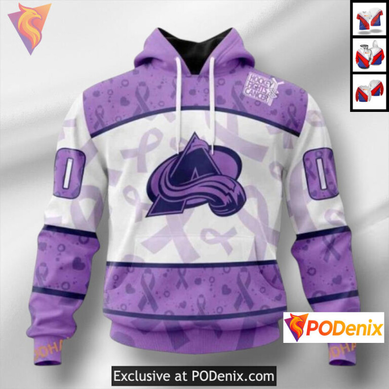 Lavender Cancer Awareness Edition Colorado Avalanche Winter Hoodie Sweatshirt