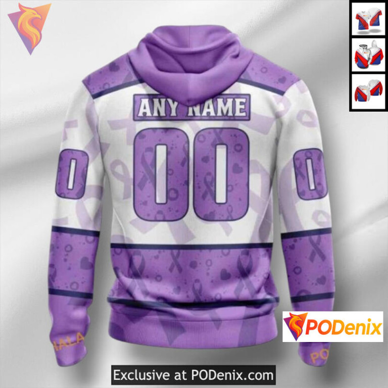 Lavender Cancer Awareness Edition Colorado Avalanche Winter Hoodie Sweatshirt - 1