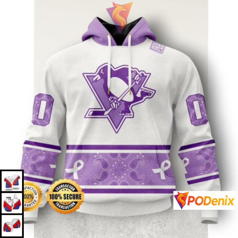 Lavender Cancer Awareness Edition NHL Retro Pittsburgh Penguins Hoodie 3D