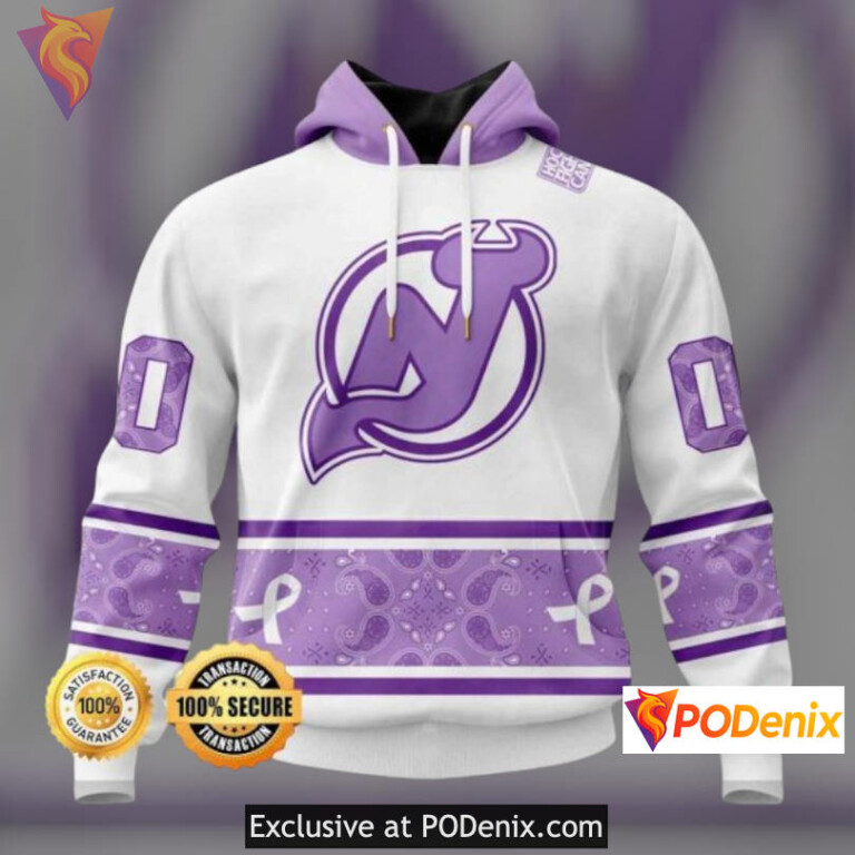 Lavender Cancer Awareness New Jersey Devils Winter Hoodie Custom Apparel
