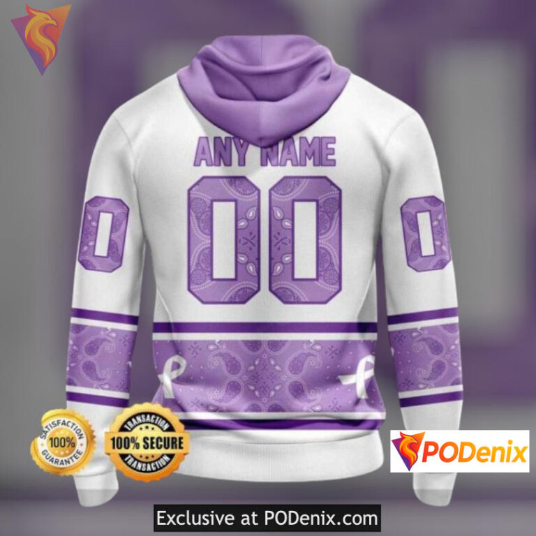 Lavender Cancer Awareness New Jersey Devils Winter Hoodie Custom Apparel - 1