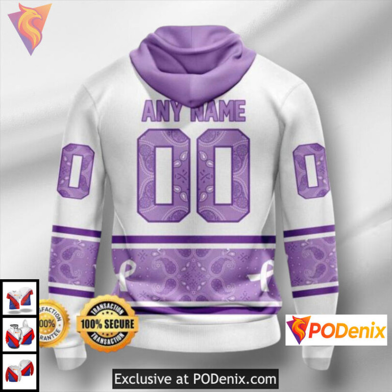 Lavender Cancer Awareness Tribute Anaheim Ducks Hoodie All Over Print NHL Apparel - 1