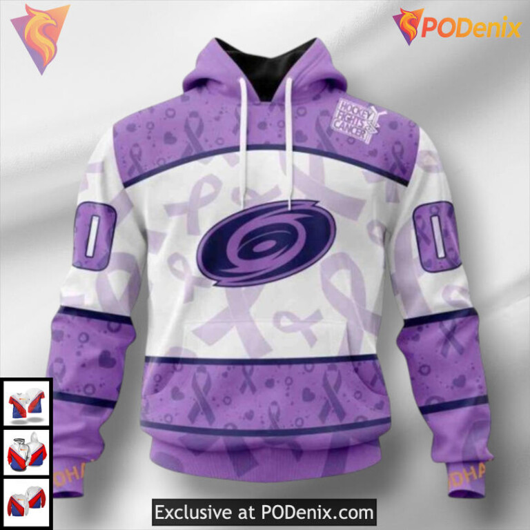 Lavender Cancer Awareness Tribute Carolina Hurricanes Holiday Hoodie 3D Sweatshirt - 4