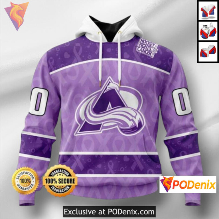 Lavender Cancer Awareness Tribute Colorado Avalanche Hoodie For Men Custom 3D