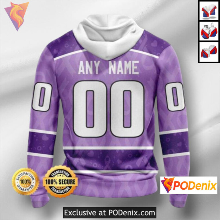 Lavender Cancer Awareness Tribute Colorado Avalanche Hoodie For Men Custom 3D - 1