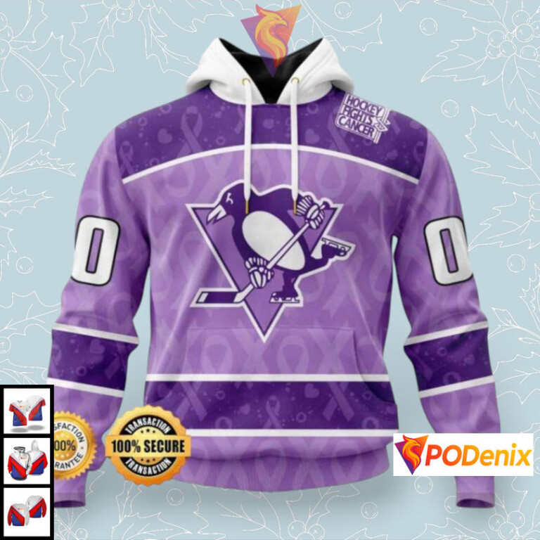 Lavender Cancer Awareness Tribute Custom Vintage Pittsburgh Penguins Hoodie NHL 3D