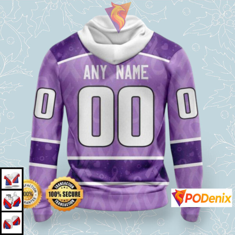Lavender Cancer Awareness Tribute Custom Vintage Pittsburgh Penguins Hoodie NHL 3D - 1