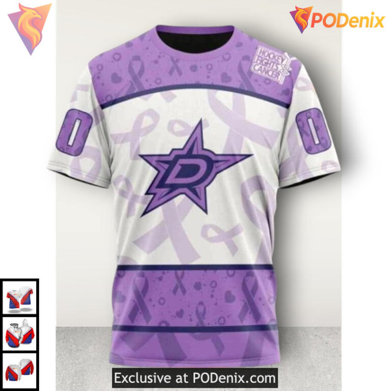 Lavender Cancer Awareness Tribute Dallas Stars All Over Print Hoodie 3D - 2