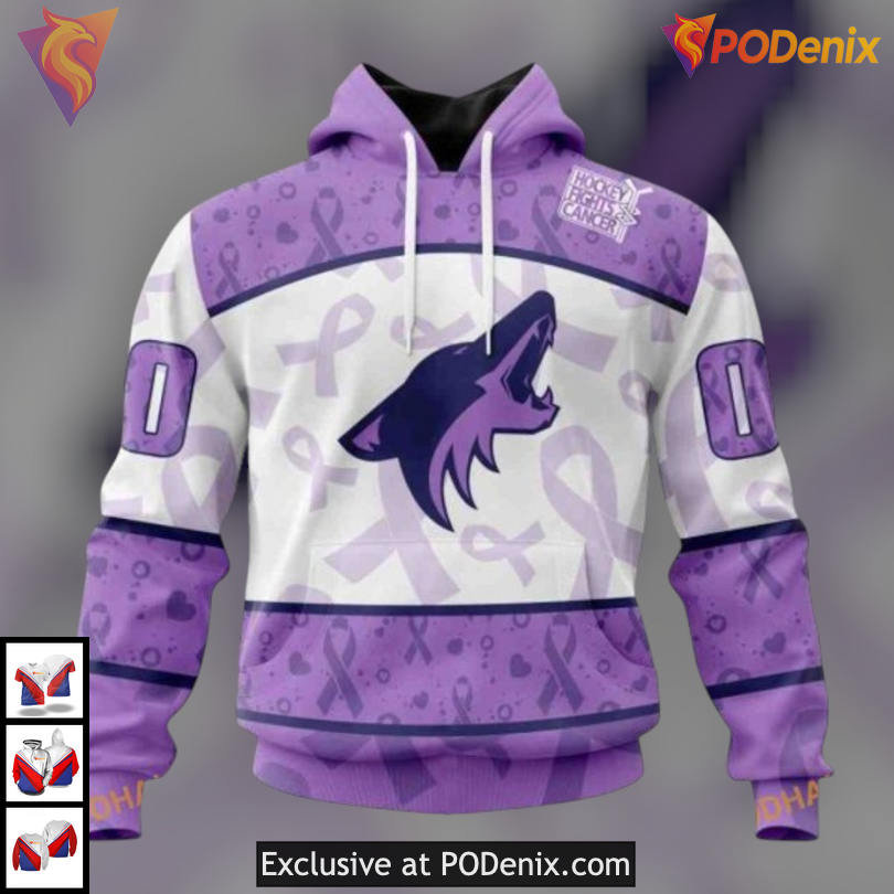 Lavender Cancer Fight Awareness Arizona Coyotes Pullover Hoodie Custom Apparel