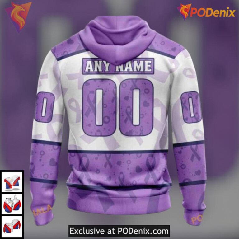 Lavender Cancer Fight Awareness Arizona Coyotes Pullover Hoodie Custom Apparel - 1