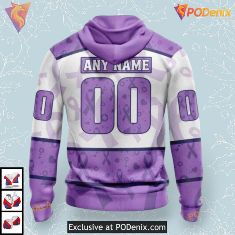 Lavender Cancer Fight Retro Calgary Flames Hoodie 3D Sweatshirt - 1