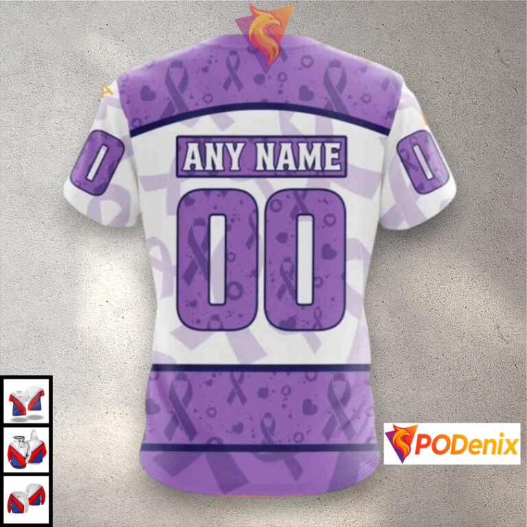 Lavender Fight Cancer Awareness Tribute Pittsburgh Penguins Zip Up Hoodie NHL 3D - 3