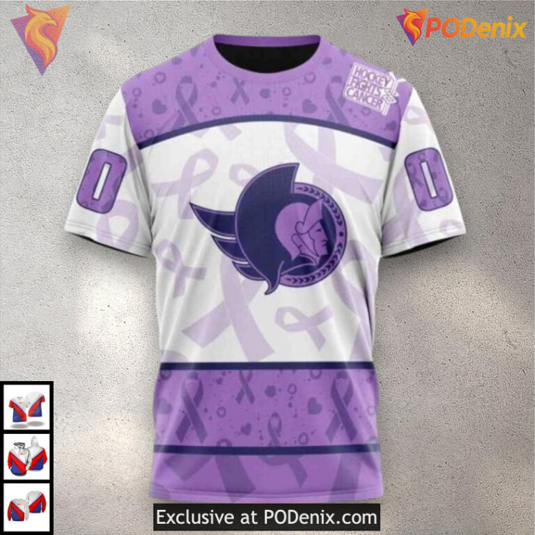 Lavender Fight Cancer Support NHL Ottawa Senators Sweatshirt Hoodie 3D - 2