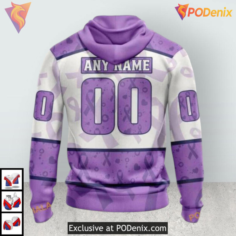 Lavender Ribbon Fight Cancer Tribute Custom Seattle Kraken Zip Up Hoodie 3D - 1