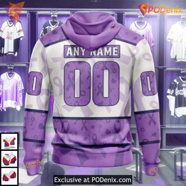 Lavender Ribbon Fight Cancer Tribute NHL Montreal Canadiens Hoodie 3D - 1