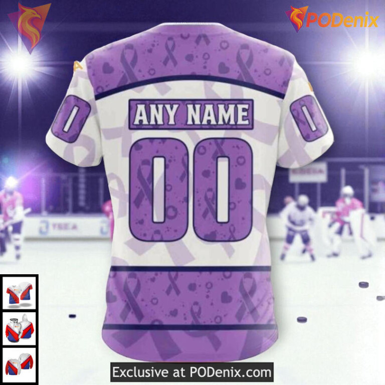 Lavender Ribbon Fight Cancer Tribute NHL Montreal Canadiens Hoodie 3D - 3