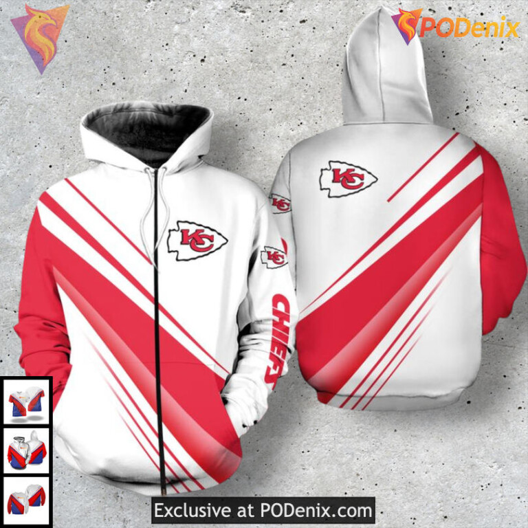 Limited Edition Red White Zip Up Kansas City Chiefs Hoodie for Passionate NFL Fans - 1