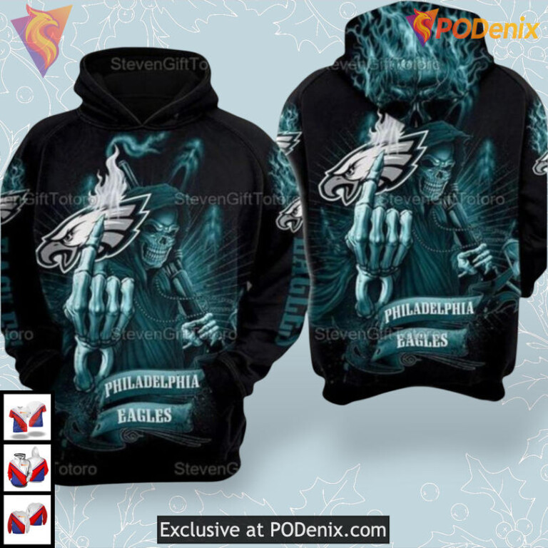Limited Skull Artwork Print Philadelphia Eagles Hoodie 3D Mens Football Edition