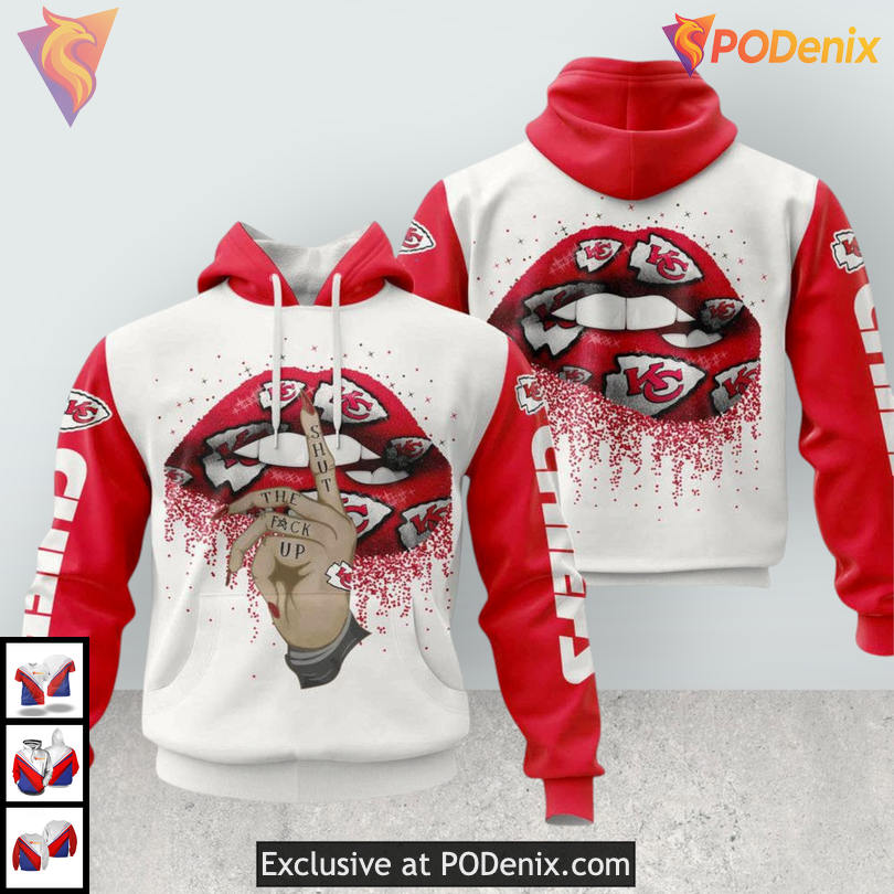 Lips Pattern All Over Print Kc Chiefs Zip Up Hoodie Trendy 3D Fanwear Style Lips Pattern All Over Print Kc Chiefs Zip Up Hoodie Trendy 3D Fanwear Style
