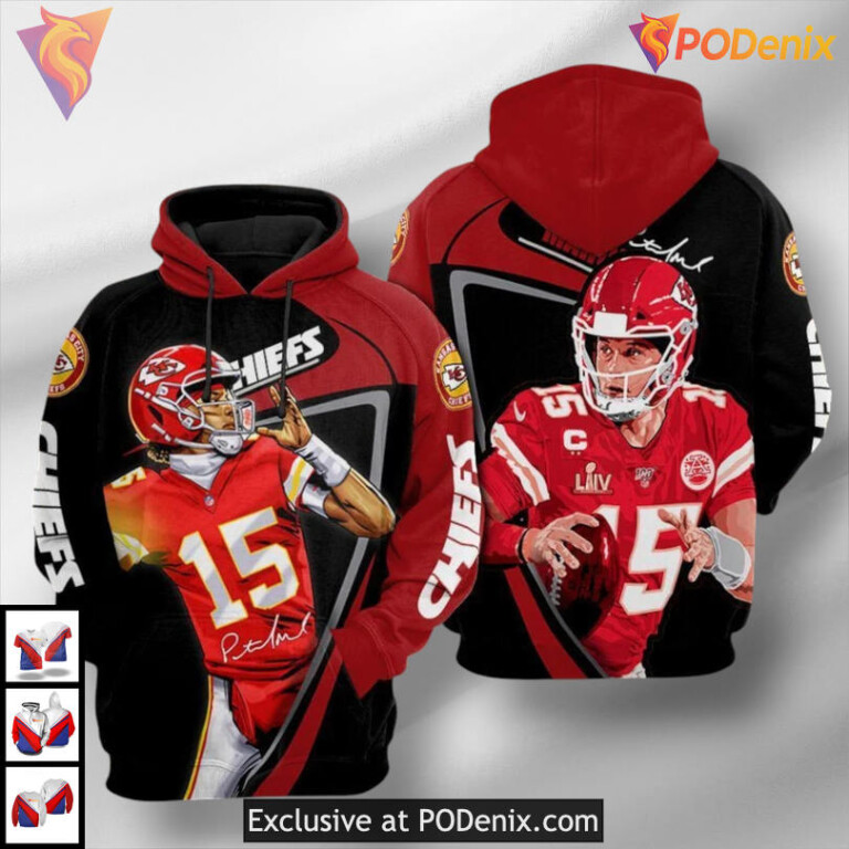 Mahomes Signature Play Kansas City Chiefs Hoodie, Custom 3D Youth Edition