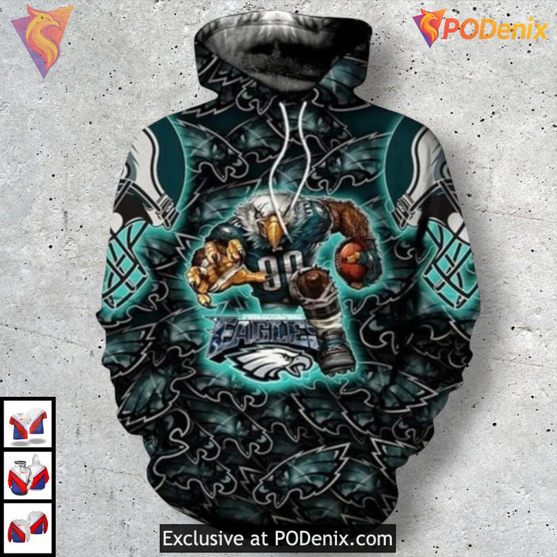 Mascot Artwork Edition Personalized Philadelphia Eagles Hoodie 3D Fan Design Mascot Artwork Edition Personalized Philadelphia Eagles Hoodie 3D Fan Design