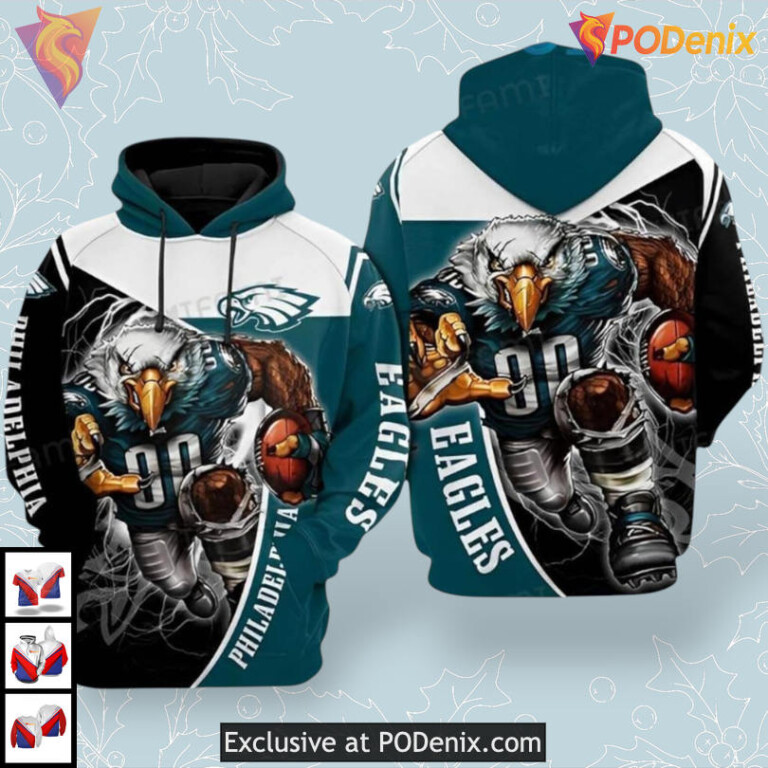 Mascot Football Spirit Design Mens Philadelphia Eagles Hoodie Team Pride Edition