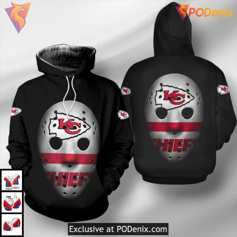 Mask Design Kansas City Chiefs Womens Hoodie, Unique 3D Zip Up Fashion